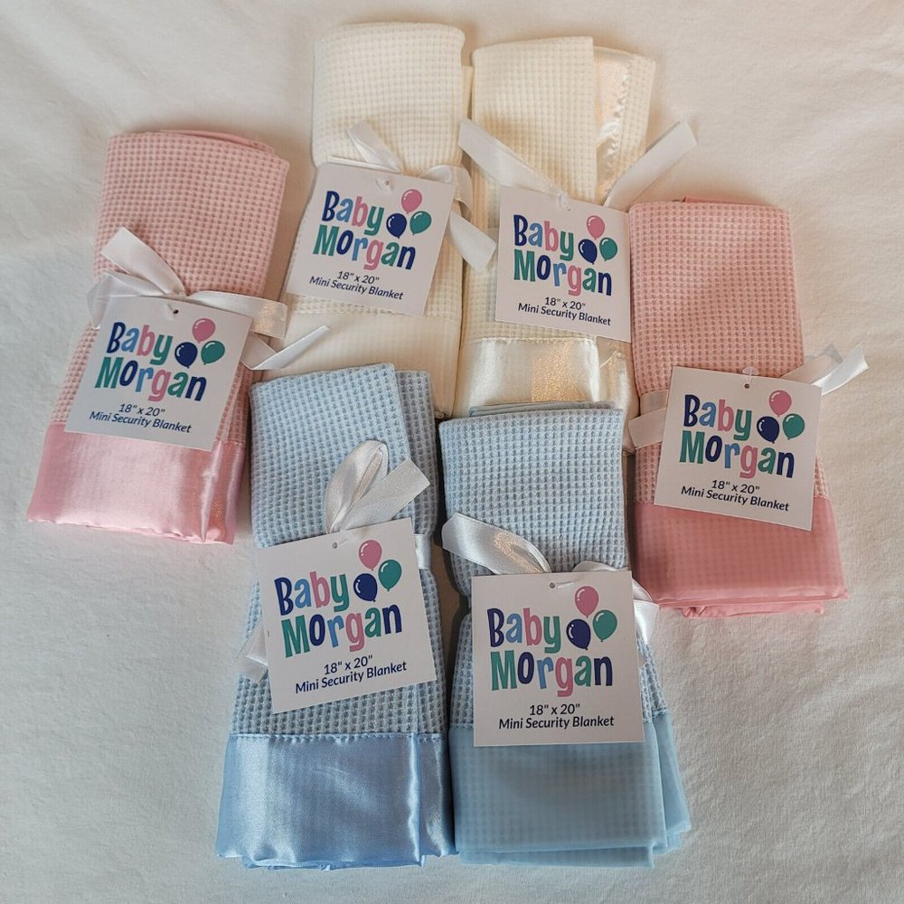 Baby Morgan Thermal Waffle Blanket Nylon Satin Trim - 18”x20” Mini Security